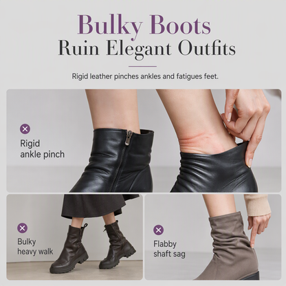 Women's French Style Pointed Toe Ankle Boots Slim Fit Elegant Short Boots for Spring and Autumn