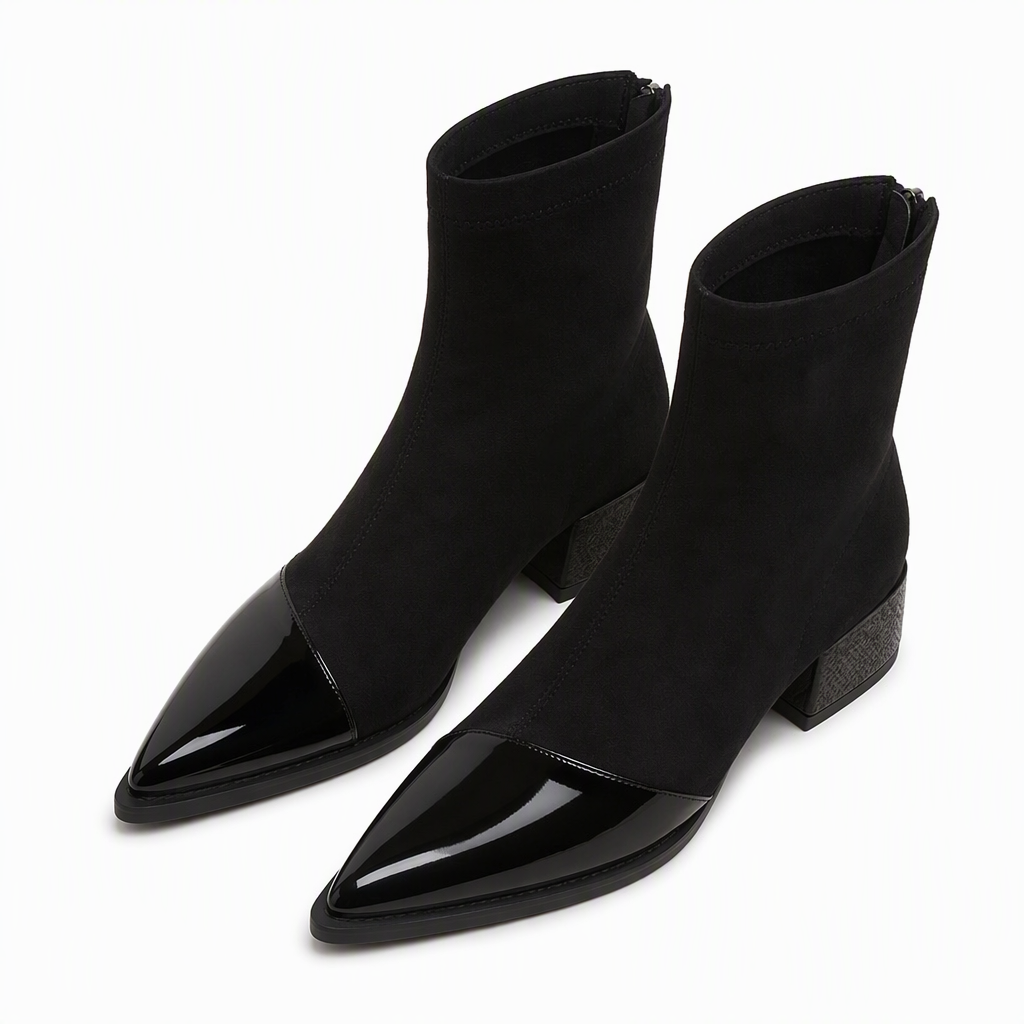 Women's French Style Pointed Toe Ankle Boots Slim Fit Elegant Short Boots for Spring and Autumn