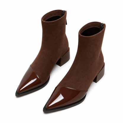 Women's French Style Pointed Toe Ankle Boots Slim Fit Elegant Short Boots for Spring and Autumn