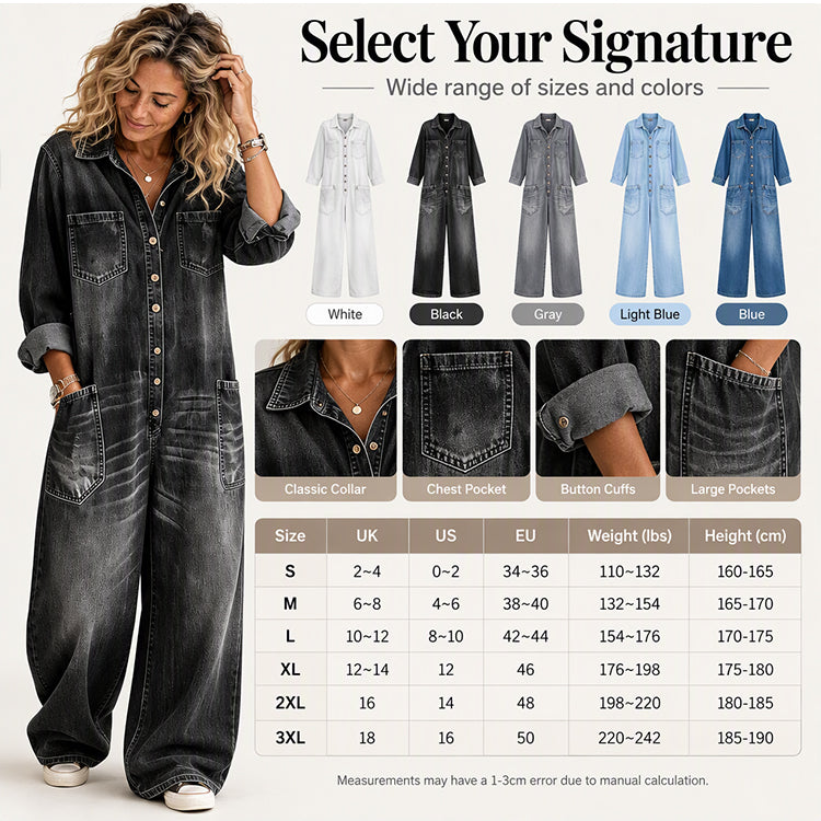 Women's Vintage Collared Denim Jumpsuit