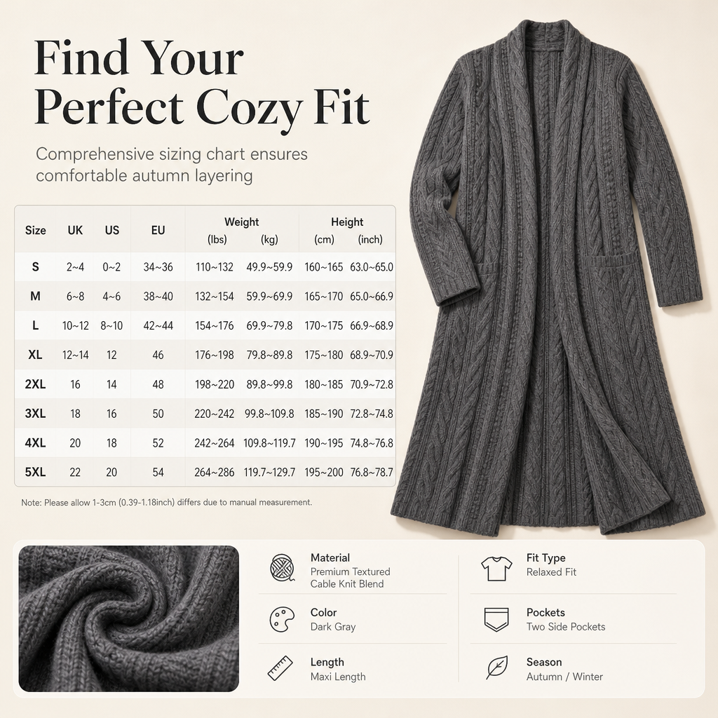 ✨ Soft & Versatile 💕 Casual Solid Color Long Knit Cardigan Sweater – Open Front, Cozy & Easy to Layer 🧶 Short Facebook Headline