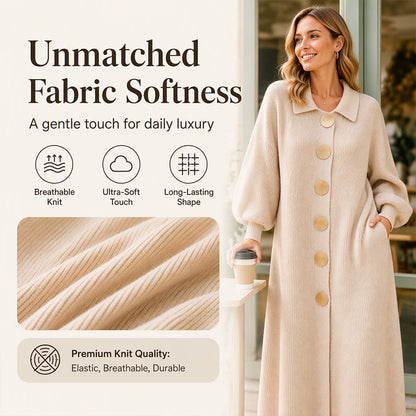 ✨ Elegant & Feminine 💕 Women's Lantern Sleeve Ribbed Knit Maxi Dress – Stretchy, Slimming & Soft 🧶 Short Facebook Headline