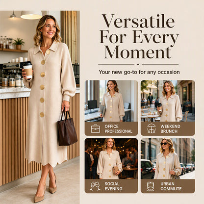 ✨ Elegant & Feminine 💕 Women's Lantern Sleeve Ribbed Knit Maxi Dress – Stretchy, Slimming & Soft 🧶 Short Facebook Headline