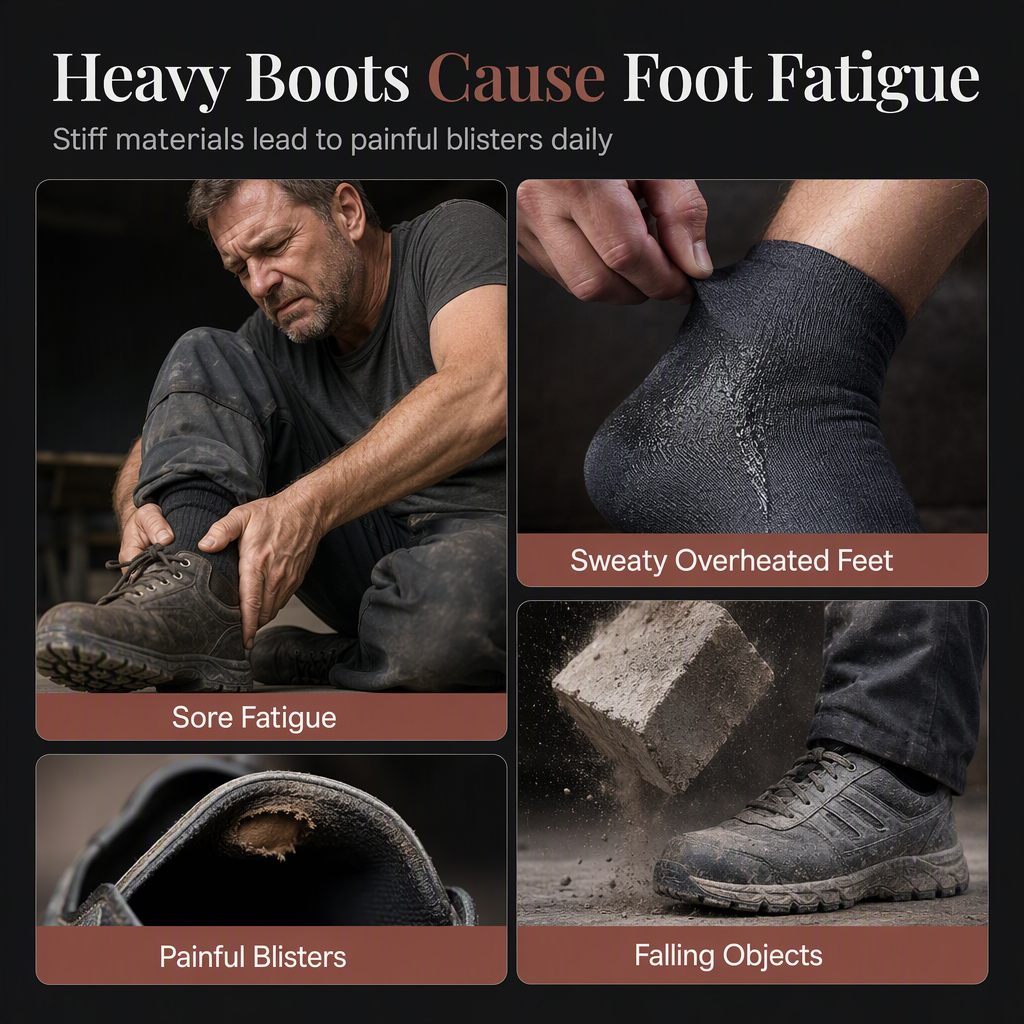 Men's Steel Toe Safety Shoes Breathable Work Boots Lightweight Puncture Resistant Protective Shoes
