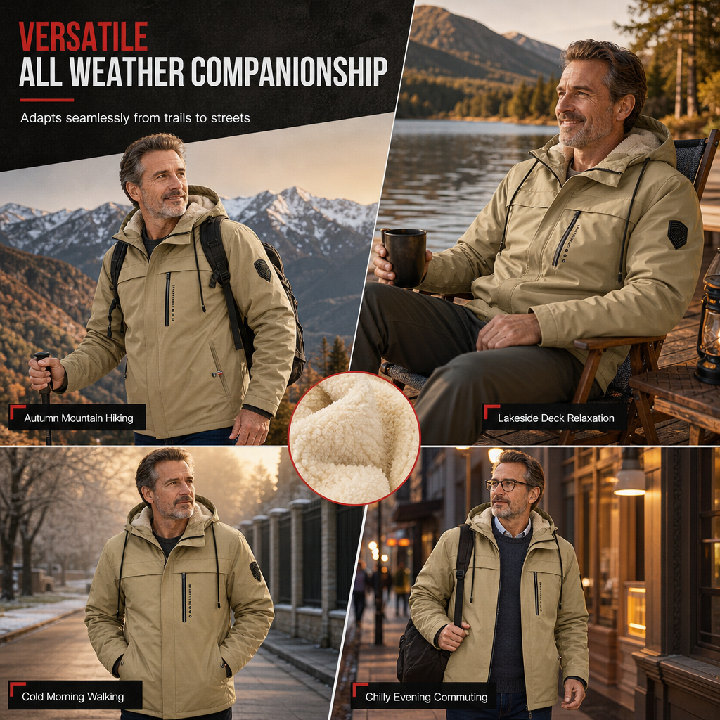 Men's American Retro Plush Lined Loose Fit Spring Autumn Coat🤎