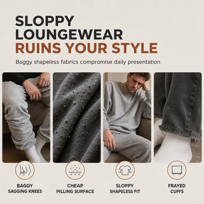 Men's Casual Knitwear Set Autumn Winter Crew Neck Jacquard Knit Sweater Suit