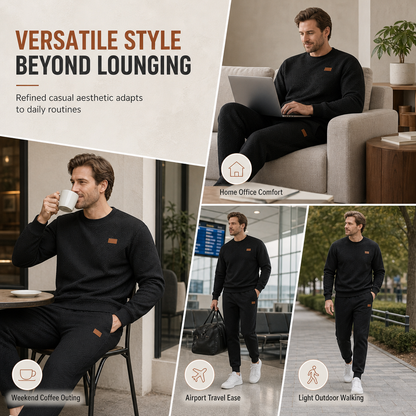 Men's Casual Knitwear Set Autumn Winter Crew Neck Jacquard Knit Sweater Suit