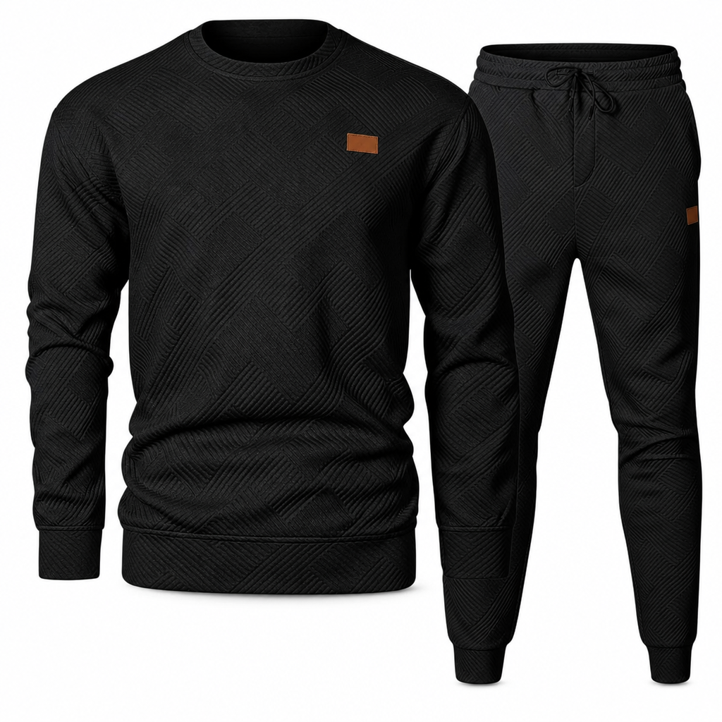 Men's Casual Knitwear Set Autumn Winter Crew Neck Jacquard Knit Sweater Suit