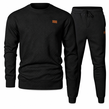 Men's Casual Knitwear Set Autumn Winter Crew Neck Jacquard Knit Sweater Suit