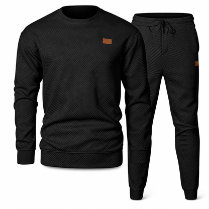 Men's Casual Knitwear Set Autumn Winter Crew Neck Jacquard Knit Sweater Suit