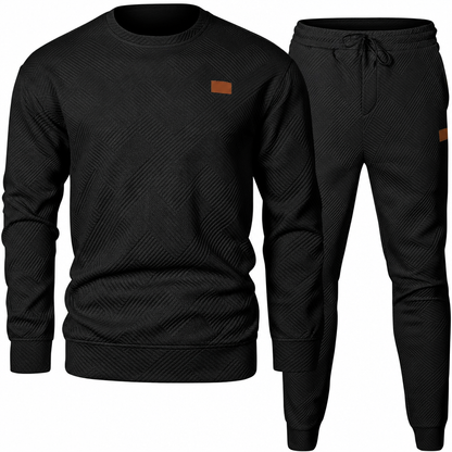 Men's Casual Knitwear Set Autumn Winter Crew Neck Jacquard Knit Sweater Suit