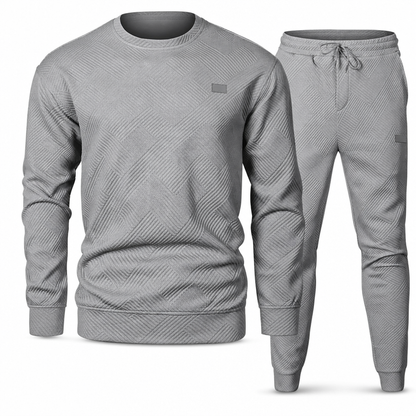 Men's Casual Knitwear Set Autumn Winter Crew Neck Jacquard Knit Sweater Suit