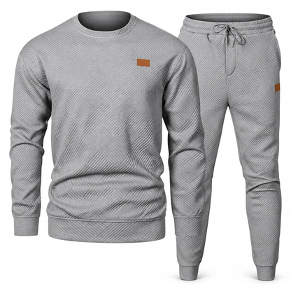 Men's Casual Knitwear Set Autumn Winter Crew Neck Jacquard Knit Sweater Suit