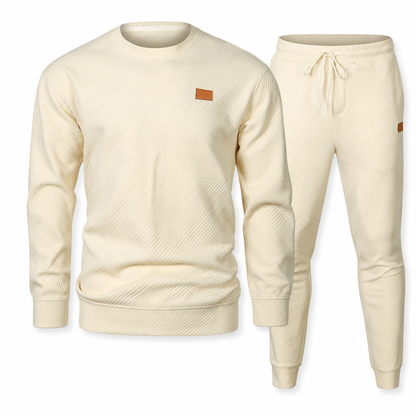 Men's Casual Knitwear Set Autumn Winter Crew Neck Jacquard Knit Sweater Suit