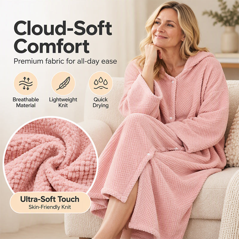 Women's Wearable Hooded Bathrobe Towel