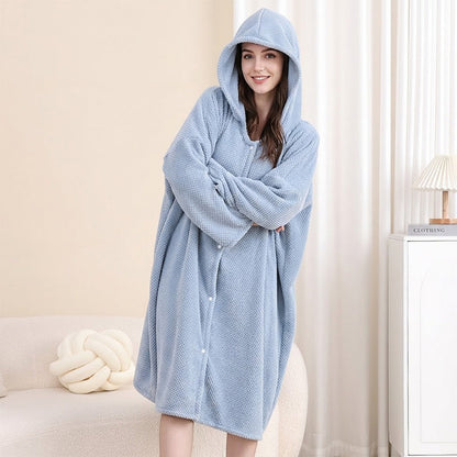 💖 🌺Women's Wearable Hooded Bathrobe Towel