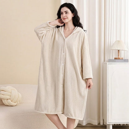 💖 🌺Women's Wearable Hooded Bathrobe Towel
