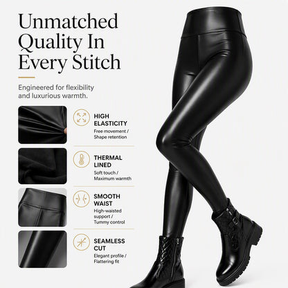 🍂Autumn Hot Sale 50% OFF🔥Women's Warm-Lined Faux PU Leather Leggings, High Waist Slim Sculpt Fit👖