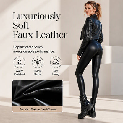 🍂Autumn Hot Sale 50% OFF🔥Women's Warm-Lined Faux PU Leather Leggings, High Waist Slim Sculpt Fit👖