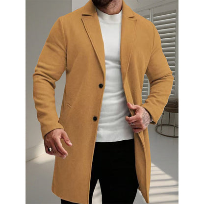🍁Men's Classic Single-Breasted Mid-Length Overcoat