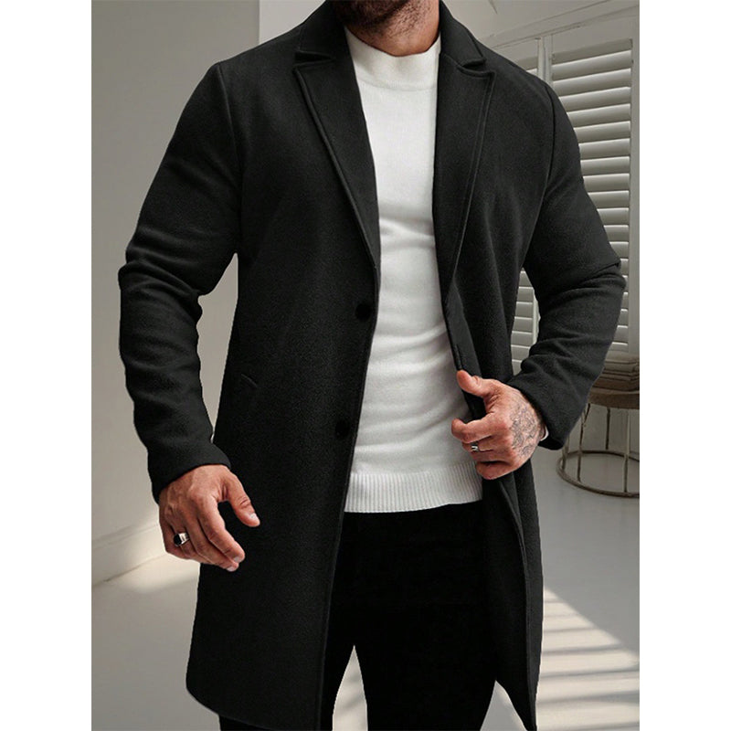 🍁Men's Classic Single-Breasted Mid-Length Overcoat