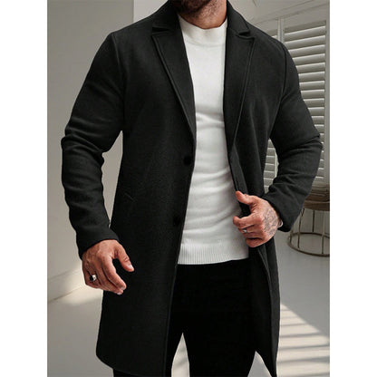 🍁Men's Classic Single-Breasted Mid-Length Overcoat