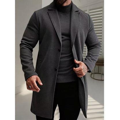 🍁Men's Classic Single-Breasted Mid-Length Overcoat