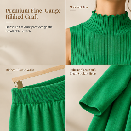Women Casual Fall Winter 3-Piece Knit Set Sleeveless Vest Cardigan Sweater and Pants Outfit
