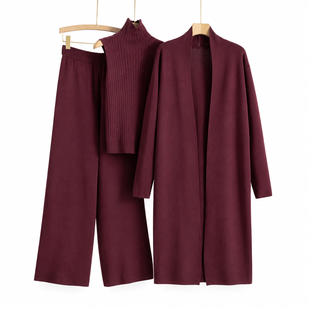 Women Casual Fall Winter 3-Piece Knit Set Sleeveless Vest Cardigan Sweater and Pants Outfit