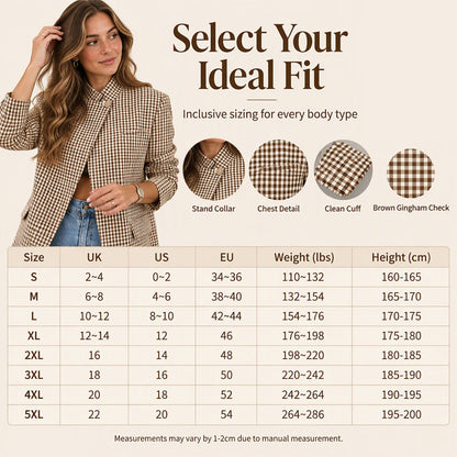 Women's Chic Brown Small Plaid Jacket