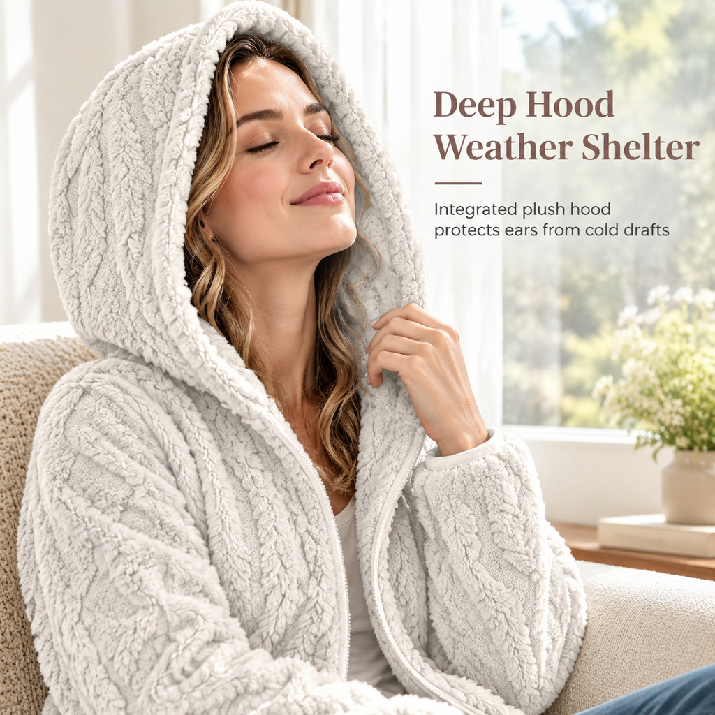 💥New & Trending 🧥 Women's Casual Plush Hooded Cardigan Coat ✨ plush fabric, hooded design, open front casual outerwear