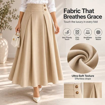💥 Limited Time Offer 👗 Women's High-Waisted Pleated A-Line Maxi Skirt ✨ high waist, pleated design, flowy A-line long skirt