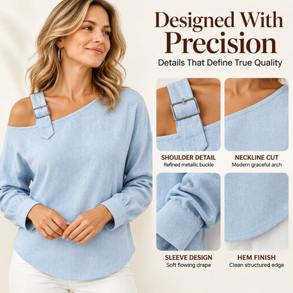 💖50% off!💖✨Women's Long Sleeve Asymmetric Off-Shoulder Top