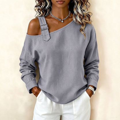 💖50% off!💖✨Women's Long Sleeve Asymmetric Off-Shoulder Top
