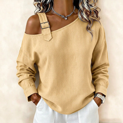 💖50% off!💖✨Women's Long Sleeve Asymmetric Off-Shoulder Top