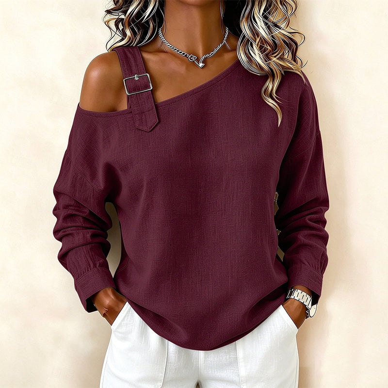 💖50% off!💖✨Women's Long Sleeve Asymmetric Off-Shoulder Top