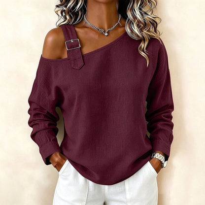 💖50% off!💖✨Women's Long Sleeve Asymmetric Off-Shoulder Top