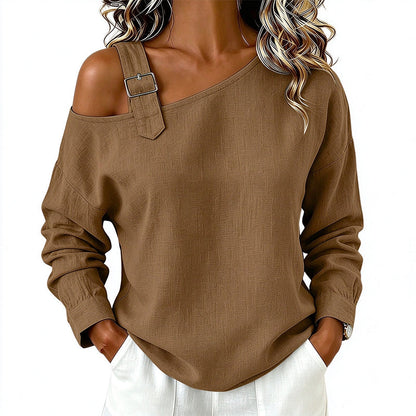 💖50% off!💖✨Women's Long Sleeve Asymmetric Off-Shoulder Top