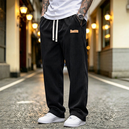 Men's Lightweight Corduroy Casual Pants Loose Fit Straight Leg Trousers