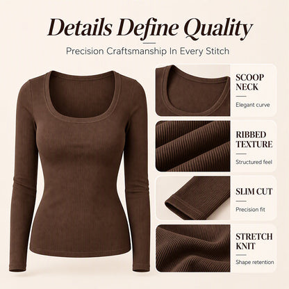 🌸Hot Sale 50% OFF💖Women's Ribbed Slim Fit Long Sleeve Square Neck Top