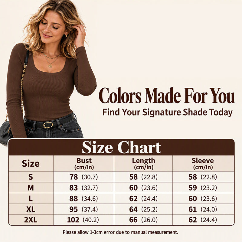 🌸Hot Sale 50% OFF💖Women's Ribbed Slim Fit Long Sleeve Square Neck Top